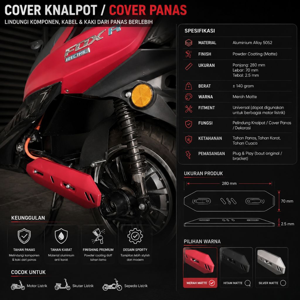 Variasi Cover / Tutup ARM sepeda motor Listrik FOOTSTEP POLYTRON FOX R S Bahan tebal berkwalitas