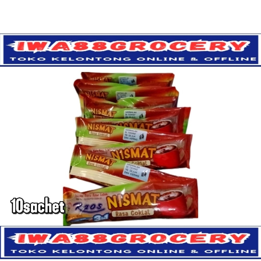 Susu raos NISMAT 3 in 1 rasa coklat 10 sachet
