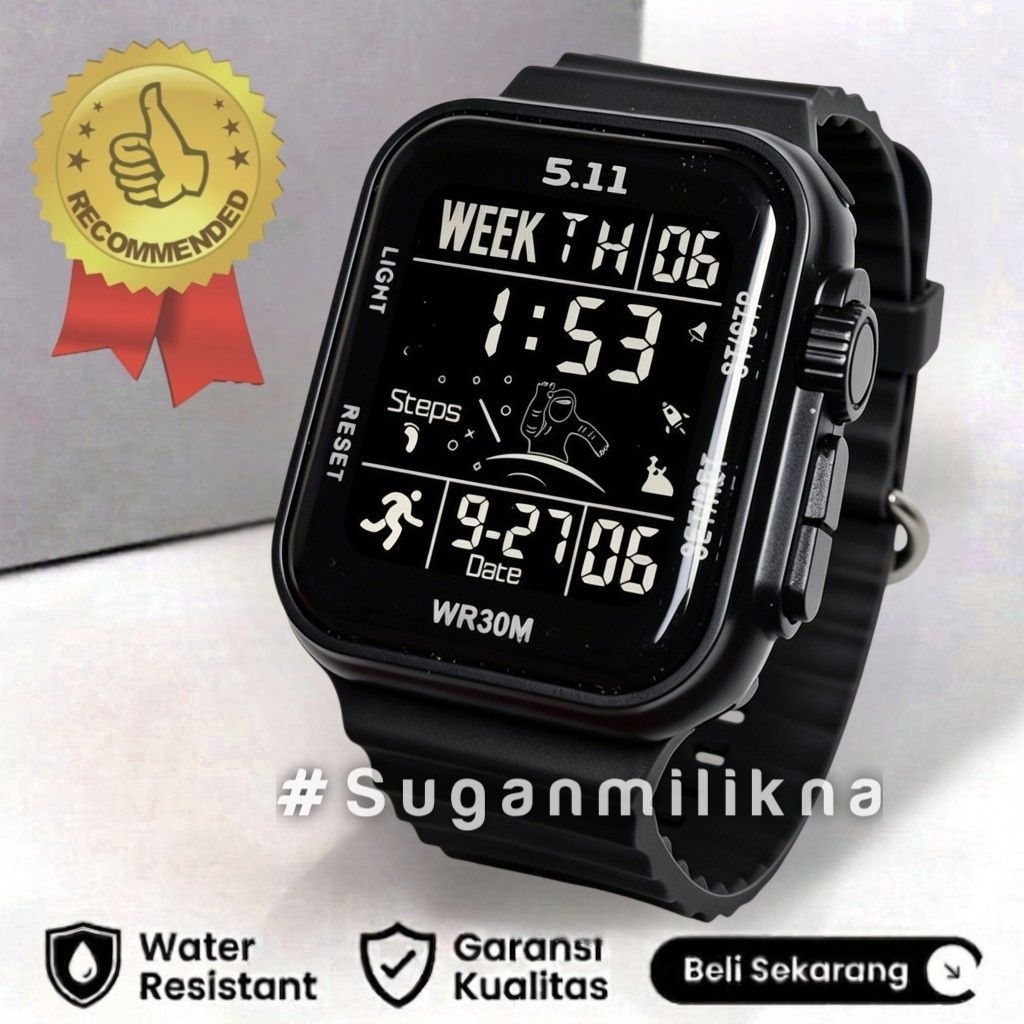 Jam Tangan 511 Skymax Digital Segi Strap Rubber Anti Air