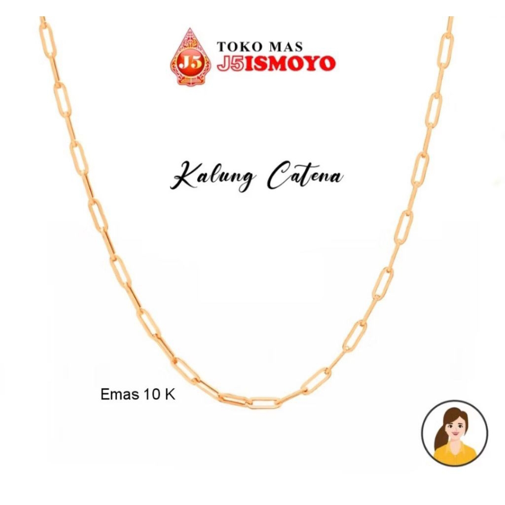 Kalung Emas 10 karat Catena Polos Simple J5 Ismoyo