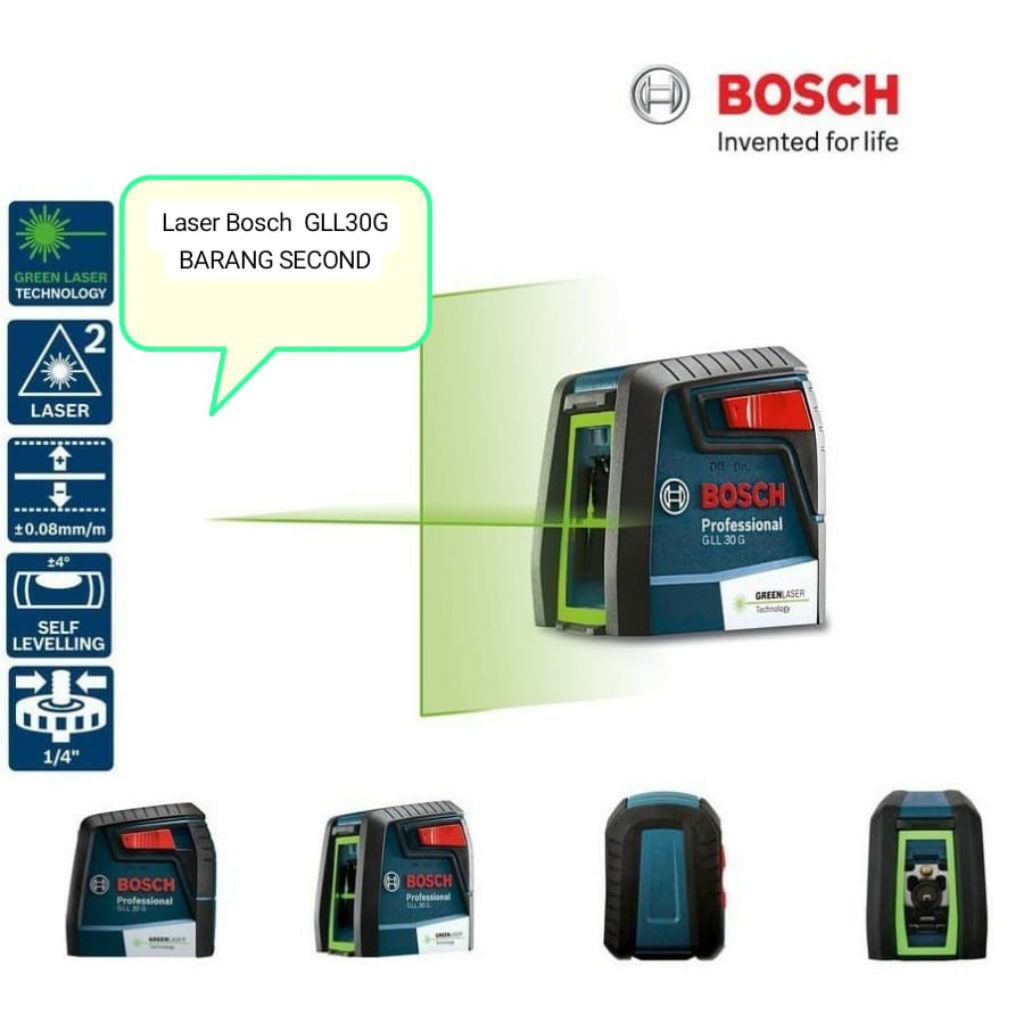 Bosch GLL 30 G Laser Bekas, Line Level Laser Garis Waterpass 10Meter