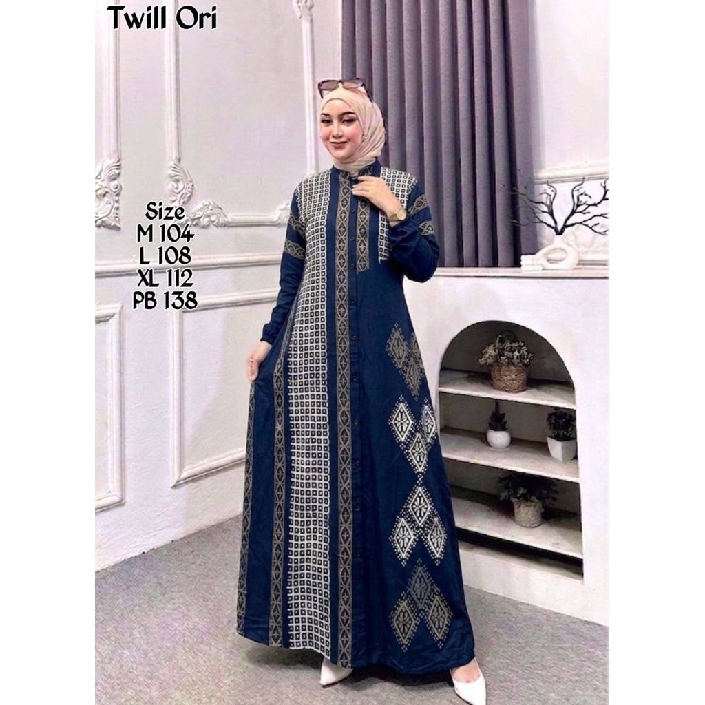 Asha Batik - Gamis tuwil ori premium - twil rayon Pekalongan cap malaman ori
