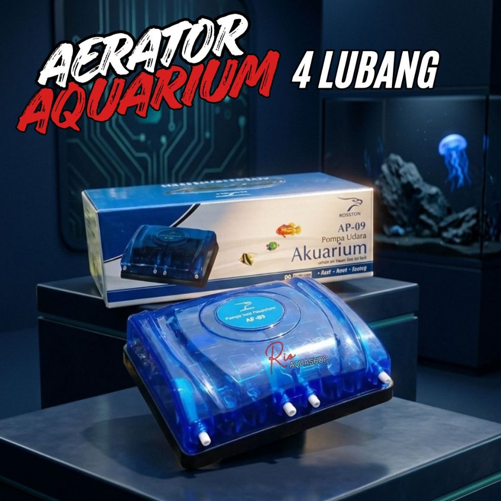 Aerator Aquarium 4 Lubang – Pompa Oksigen Ikan Hias & Alat Gelembung Udara
