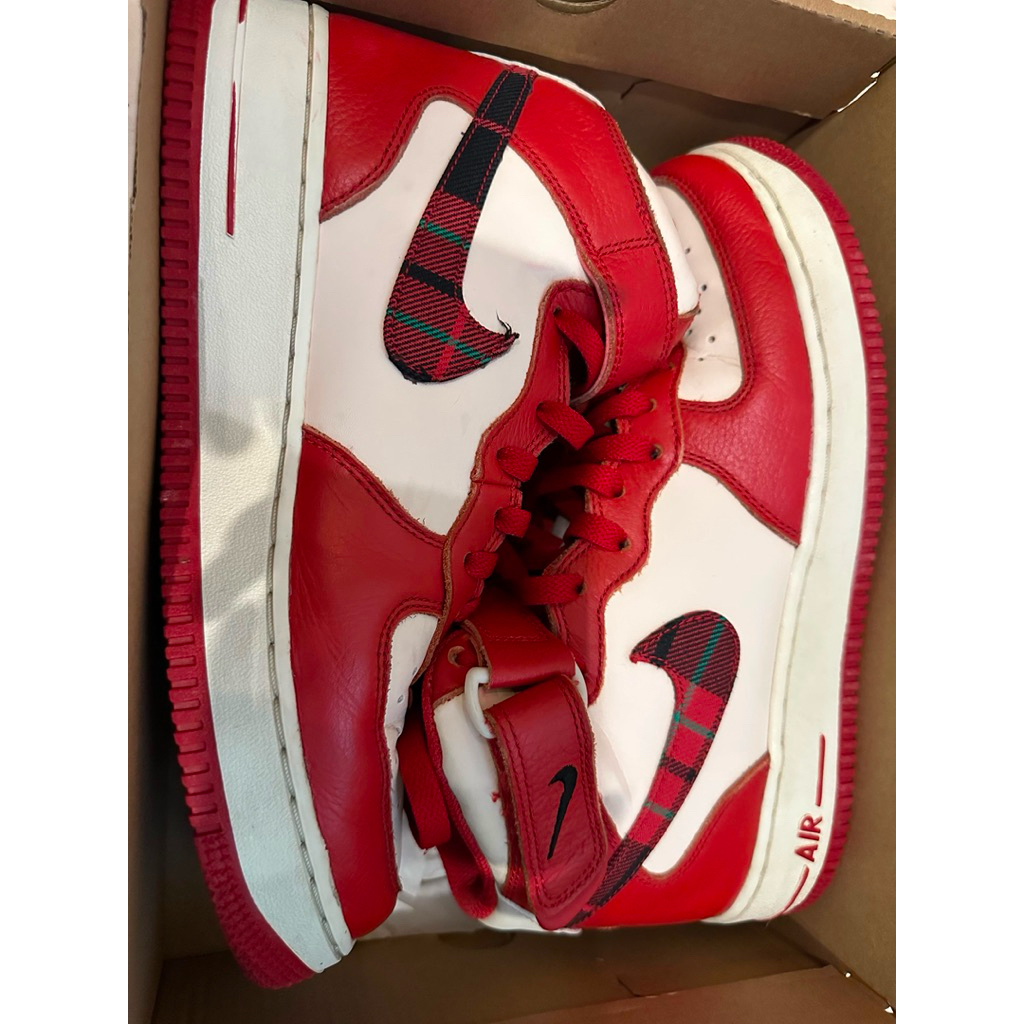 Sepatu Nike Air Force 1 Mid '07 LX Red Plaid DV0792-101 size US 8- Second / Preloved Original