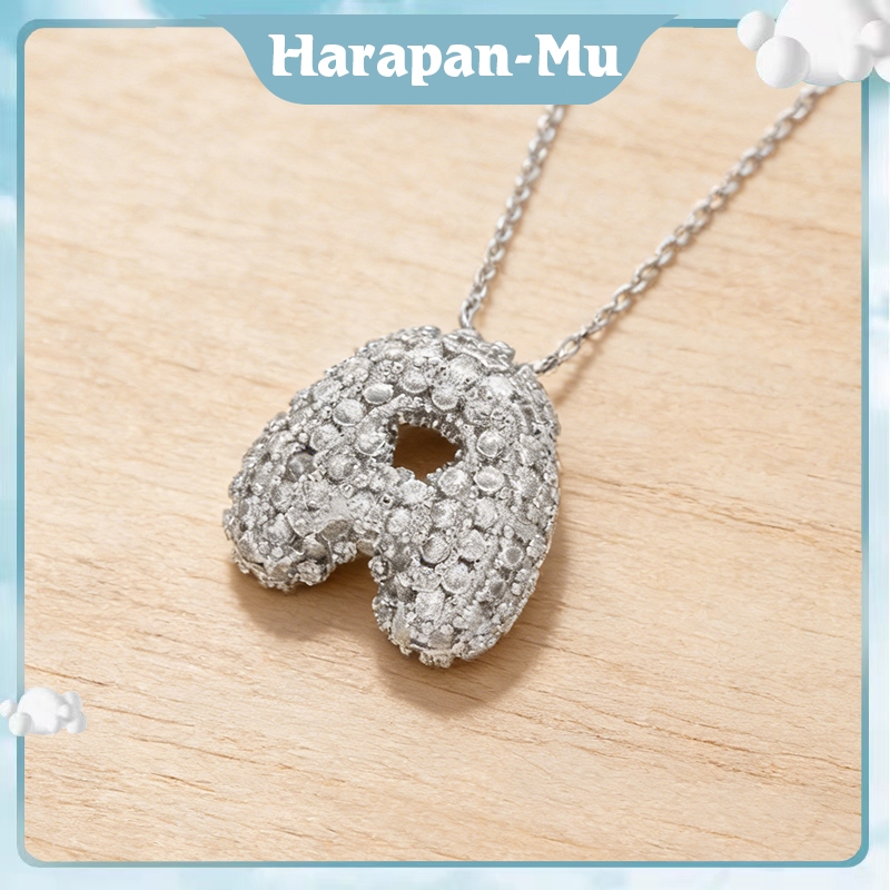 Perhiasan Batu Permata Stainless Steel Diy / Silver Zircon Kalung A Inisial / Kalung Liontin Wanita 