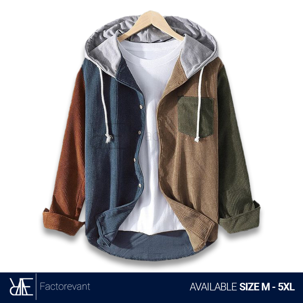 Reevant Hoodie Corduroy Color Box Jaket Pria Jumbo Big Size Lengan Panjang