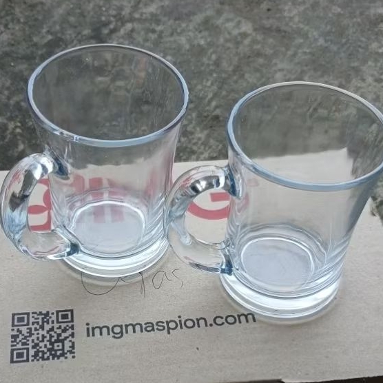 Setengah Lusin/6PCS Gelas Bangkik Polos/Cangkir Kopi | KACA Transparant 200ml (KHUSUS INSTANT/SAMEDA