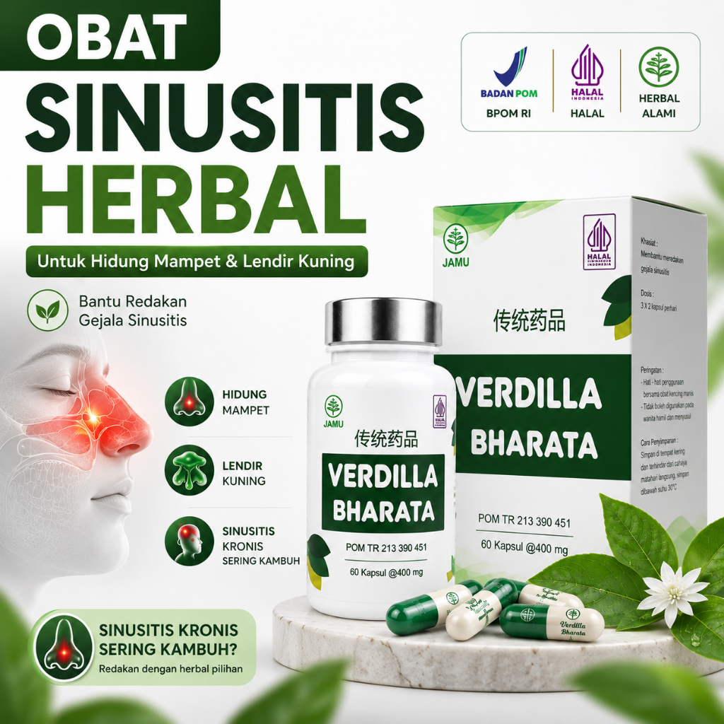 Obat Sinusitis Herbal Untuk Hidung Tersumbat & Sinusitis Kronis Sering Kambuh - Verdilla Bharata BPO