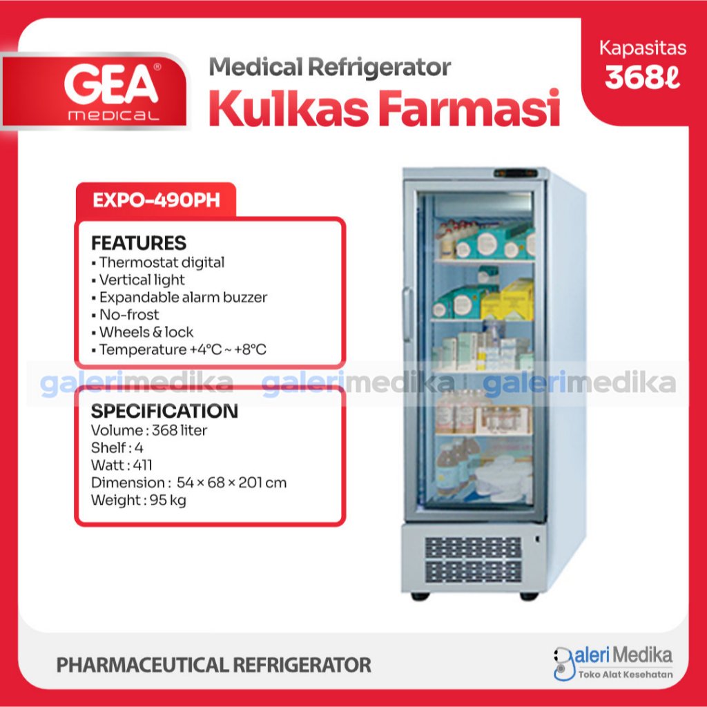 Kulkas Farmasi 368 Liter 1 Pintu GEA EXPO-490PH Pharmaceutical Refrigerator