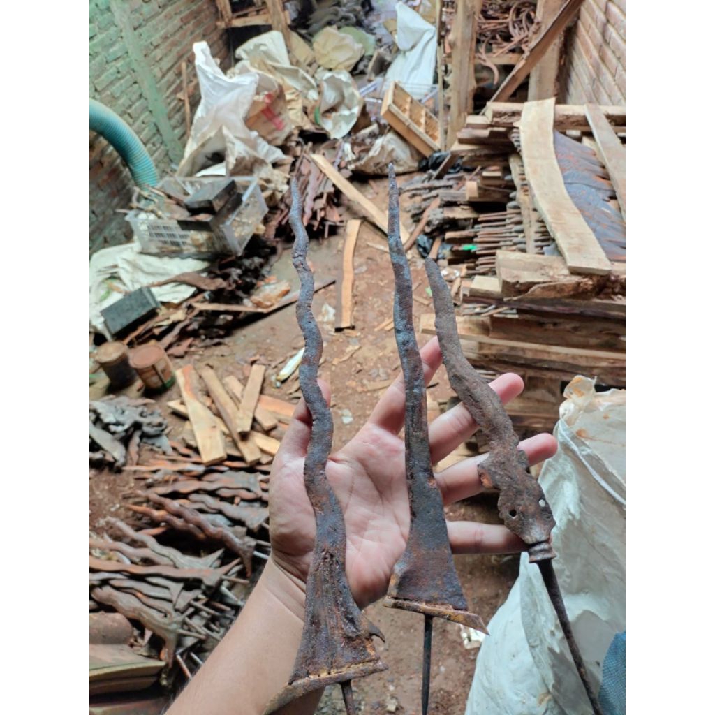 [PAKET BORONGAN - 3 PCS] Bilah Tosan Aji Besi Keris Tua Karat Alami