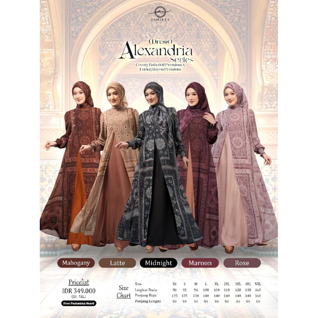 Zameera Alexandria Series / Alexandria Dress / Gamis Zameera Terbaru