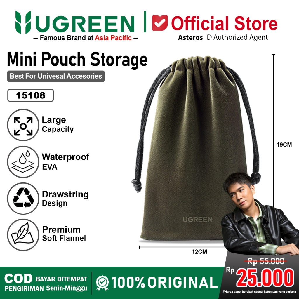 UGREEN Drawstring Pouch Storage Bag Tas Serut Power Bank Hp 15108