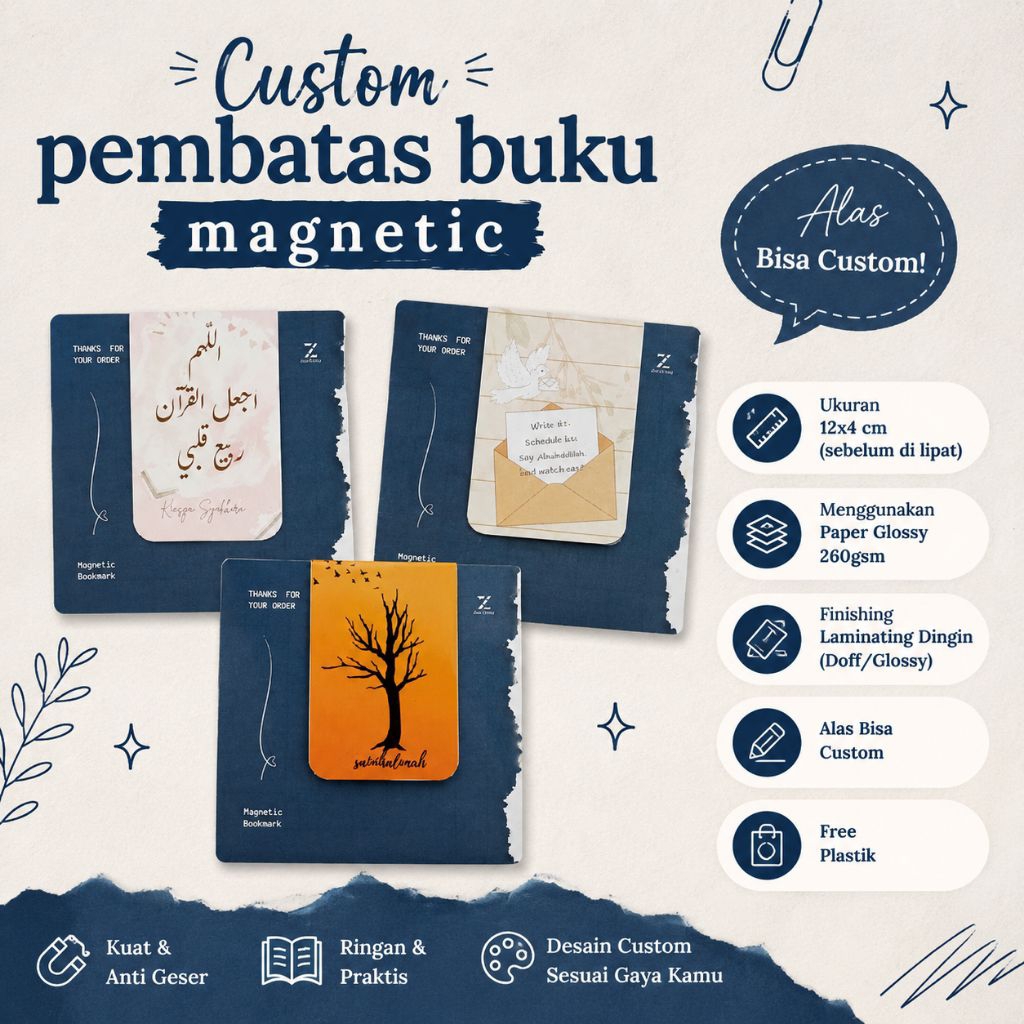 Magnetic Bookmark, Magnetic Bookmark Custom, Pembatas Buku Magnet