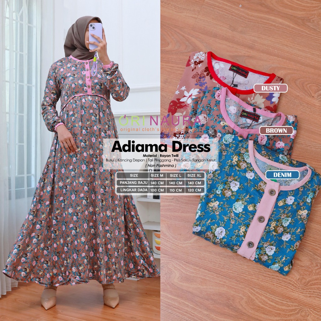 NEW MELUNA DRESS // ADIAMA DRES RAYON MOTIF BY ORI NAURA // GAMIS BUNGA-BUNGA JUMBO