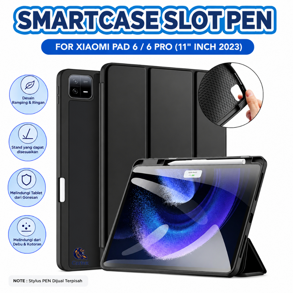 Smartcase Slot Pen Xiaomi Pad 6/6 Pro 11"inch 2023 / case mi pad 6 / case mi pad 6 pro / casing mi p