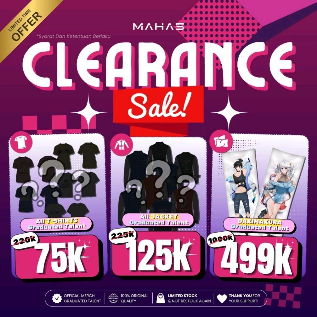MAHA5 - Dakimakura | Andi Adinata - Alia Adelia | CLEARANCE SALE