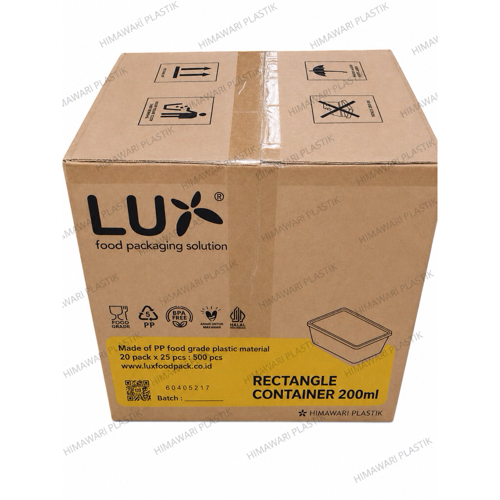 ( 1 DUS ) THINWALL RECTANGLE 200ML LUX ISI 500 PCS