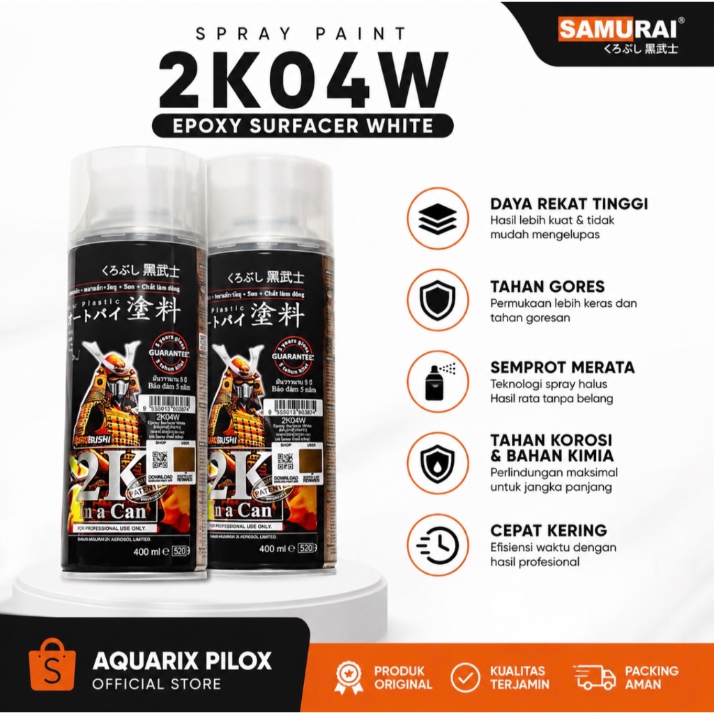 Epoxy Putih 2K04W Pilox Samurai Epoxy || Cat Semprot Body Motor Velg Motor&Rangka Motor