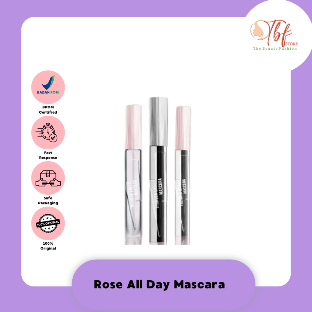Rose All Day Thunder Lash Mascara | Maskara Waterproof, Anti-Smudge