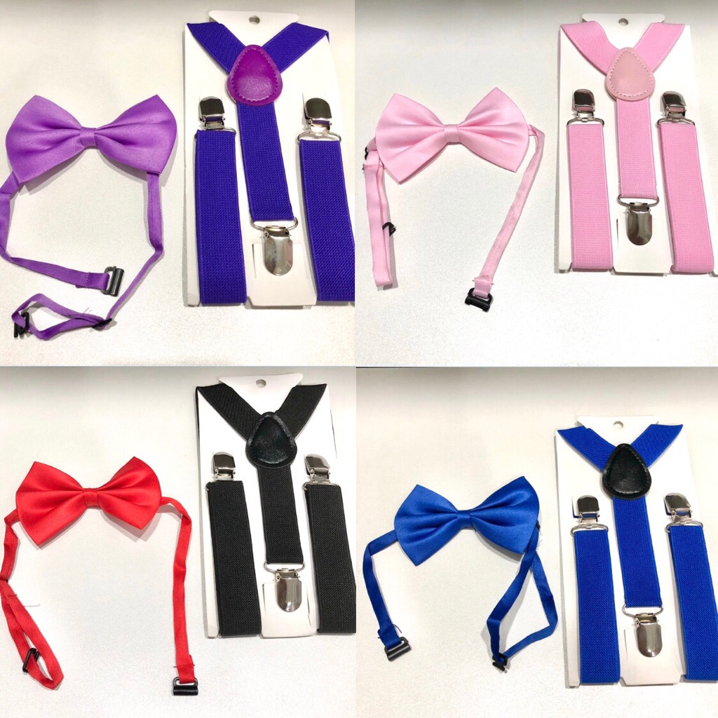 Set suspender & dasi kupu anak/Suspender anak premium/Suspender hitam elegan/Dasi kupu & suspender h