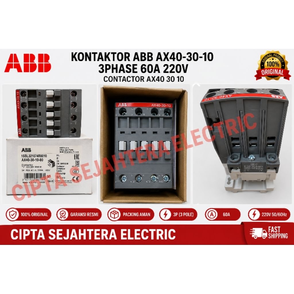 Kontaktor ABB AX40-30-10 3phase 60a 220v contactor ax40 30 10