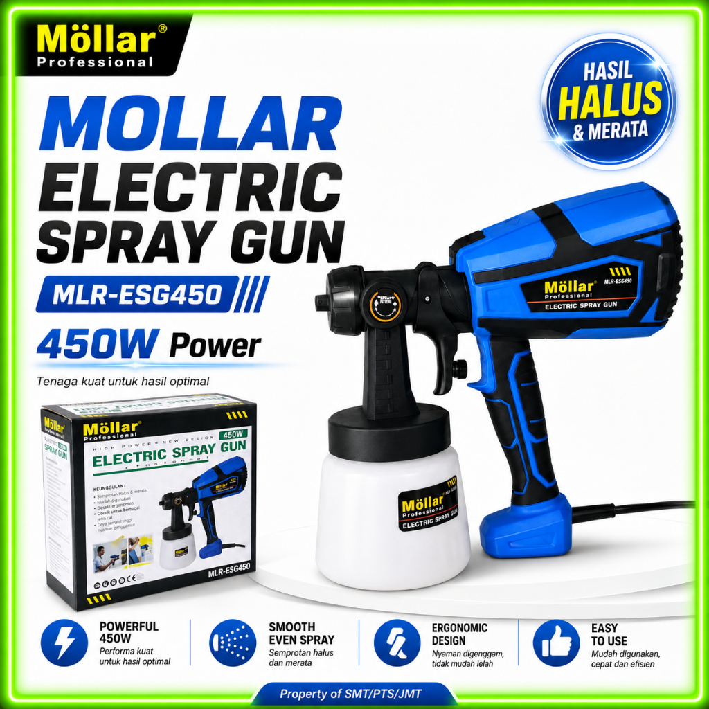 MOLLAR Spraygun Elektrik Cat Minyak Brass Head Mollar ESG450 Spet Cat Thinner Listrik Nozel Kuningan