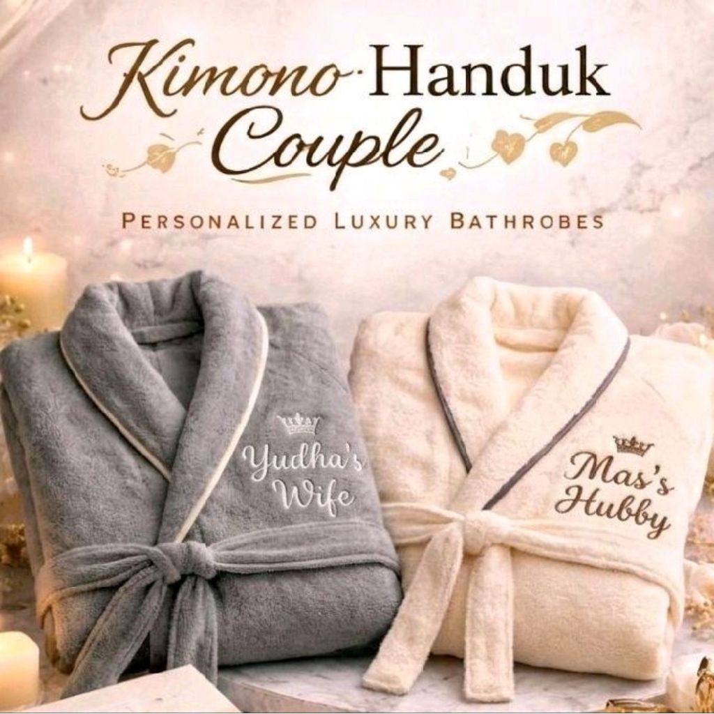 Kimono Handuk / Bathrobe Couple Bordir Allsize