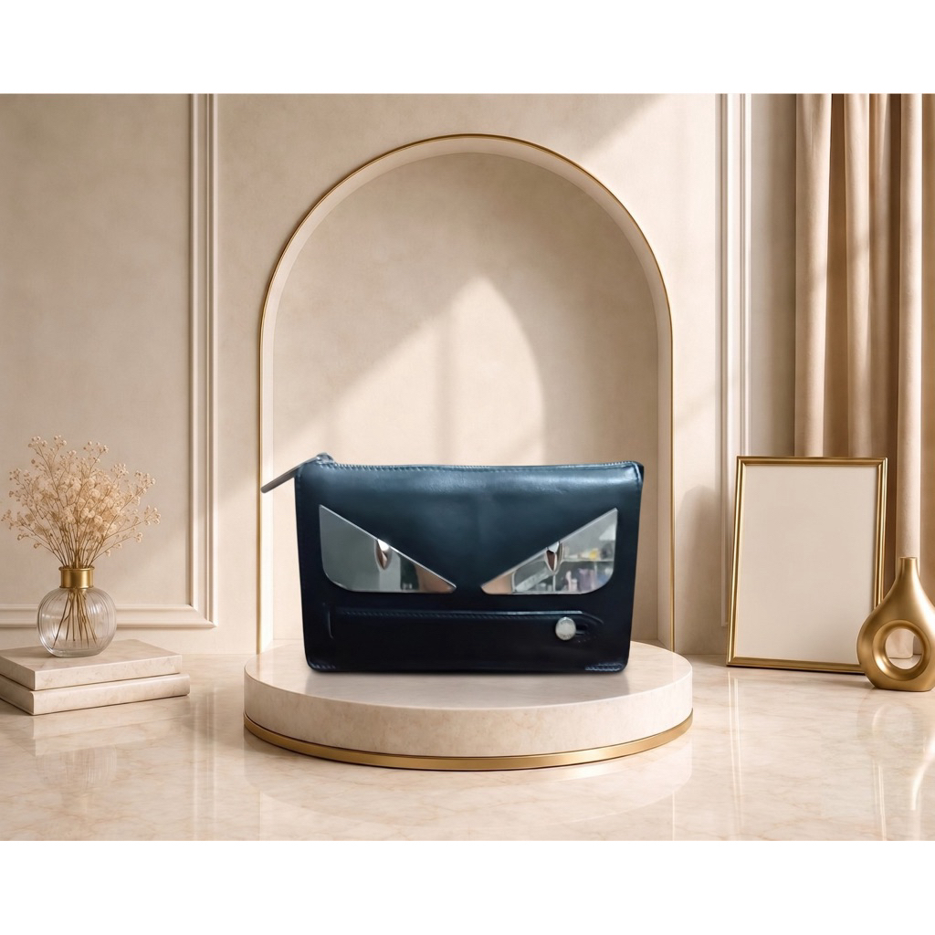 Fendi* Monster Eye Zip Clutch Preloved