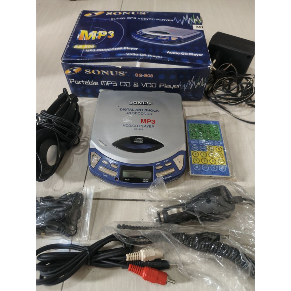 SONUS SS-808 PORTABLE MP3 DAN CD/VCD PLAYER FULLSET SECOND JADUL KOLEKSI UNIK