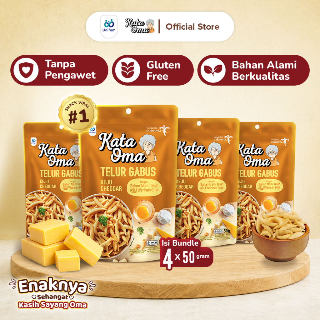 4 Pcs Kata Oma Telur Gabus Premium Gluten Free Keju 50g – Snack Viral Tanpa Pengawet Gurih Renyah