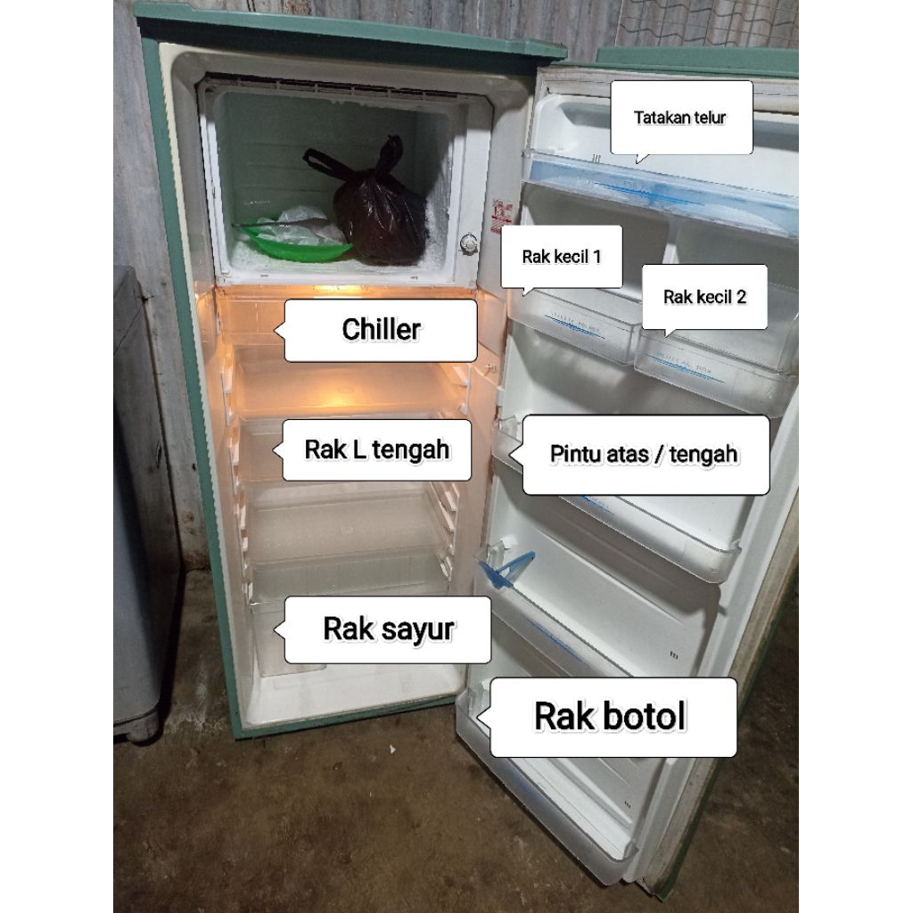 Rak kulkas Sharp 1pintu jumbo model lama Ori cabutan
