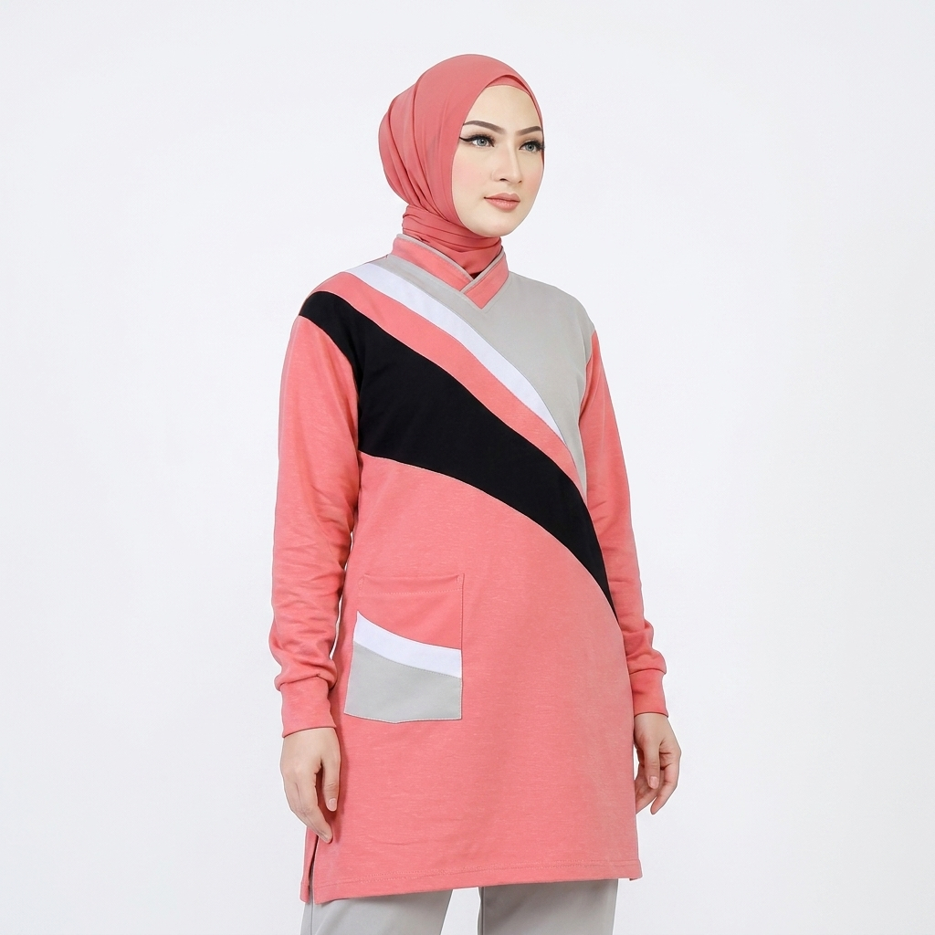 Atasan Baju Olahraga Senam Tunic Muslimah / Kaos Senam Muslimah / Baju Senam Muslimah