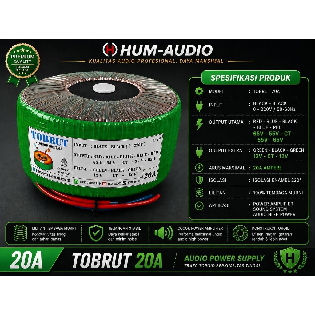 TRAFO TOROID 20A MURNI TEMBAGA ORIGINAL.