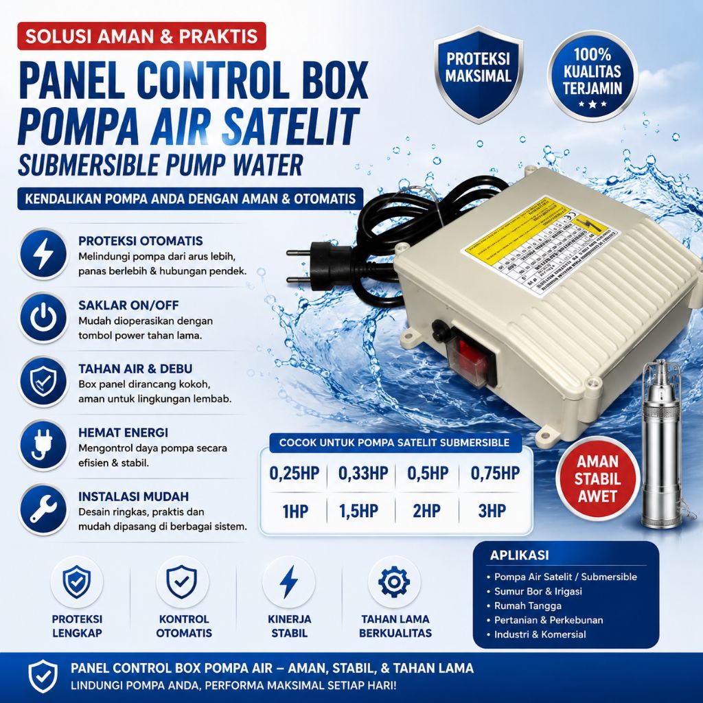 Panel Control Box Pompa Air Satelit Submersible Pump Water