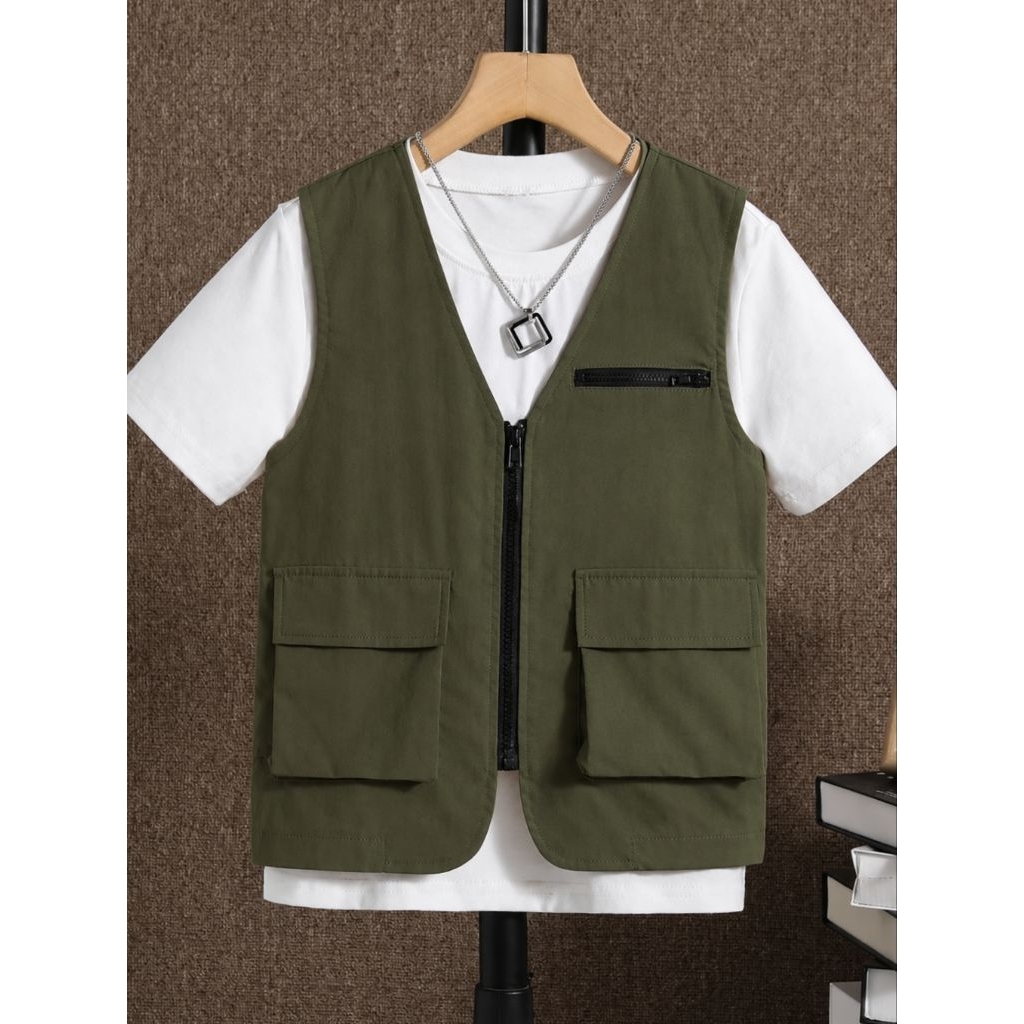 VASTRO Utility Vest Casual  Unisex Premium | Vest Cargo Pria Wanita | Vest Outdoor  Fashion Multifun