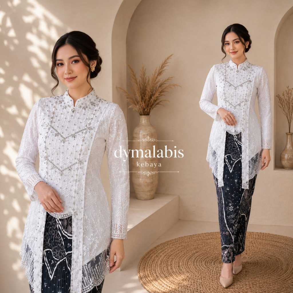 Kebaya Revina Tunik Wisuda Modern Kondangan Kutubaru New Payet Mutiara