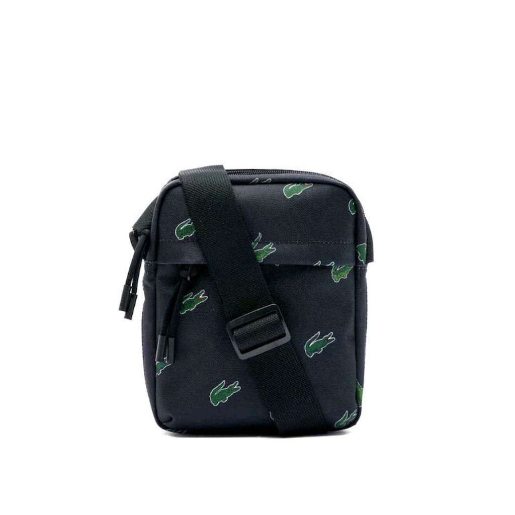 Lacoste Unisex Croc Print Shoulder Bag Original Tas Selempang Pria / Wanita - Blue
