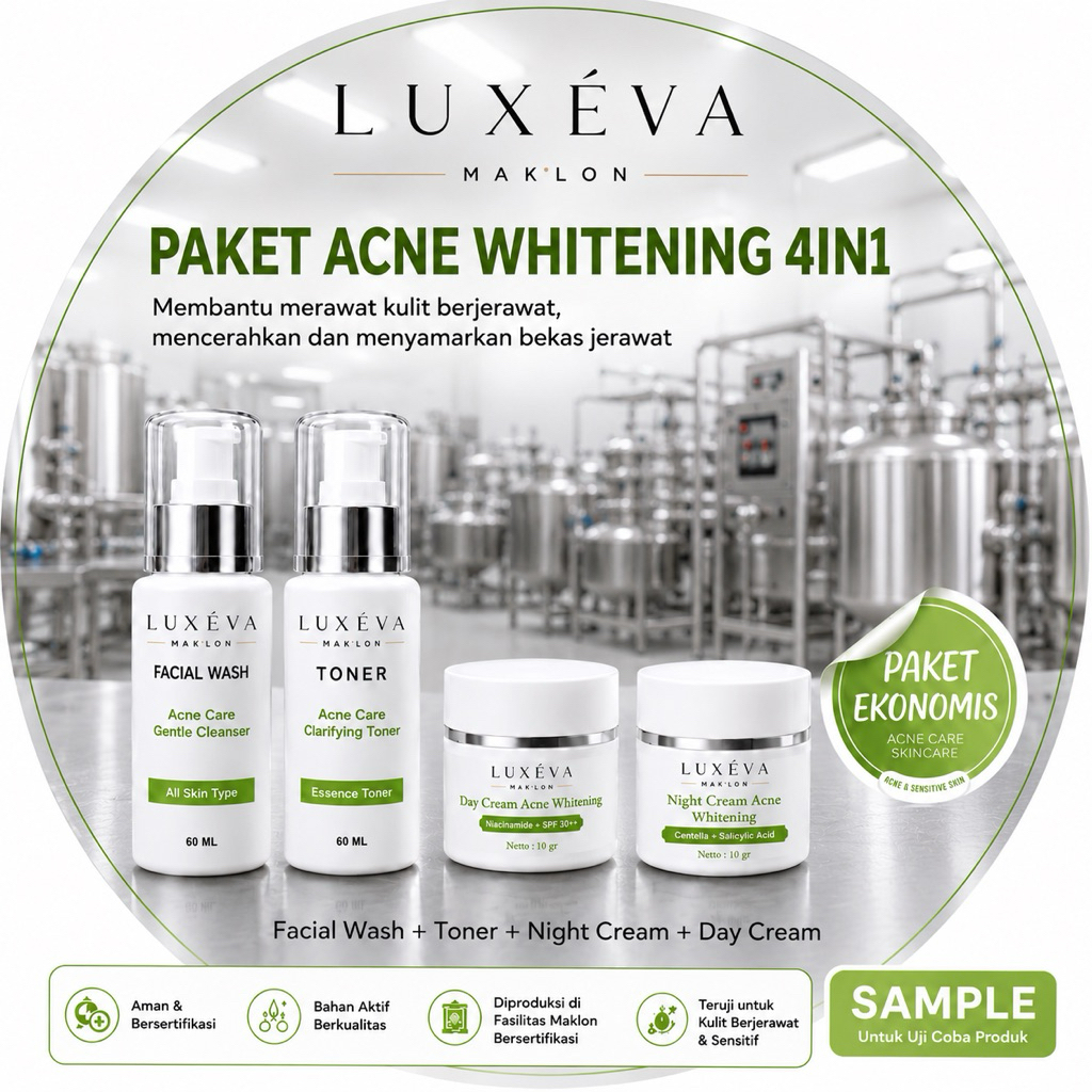 SAMPEL MAKLON PAKET HEMAT SKINCARE WHITENING ACNE | MAKLON MURAH | MAKLON SKINCARE