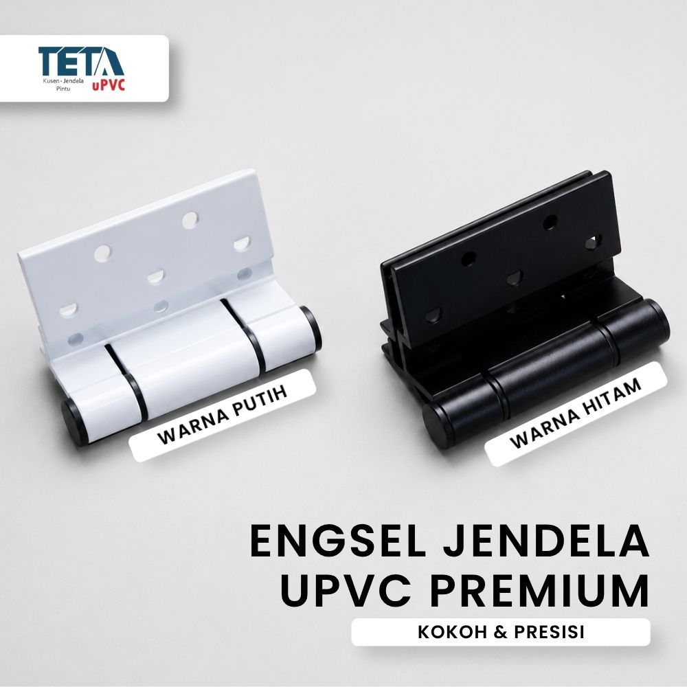 Engsel Jendela Kusen UPVC Tebal Kokoh Hitam Putih Anti Karat Presisi - Teta UPVC
