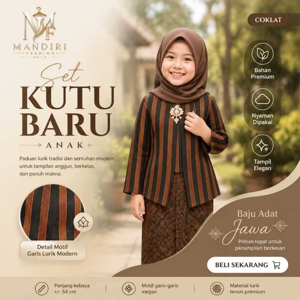 Kutu Baru Lurik Premium Wanita Dewasa | Atasan Baju Adat Jawa Modern | Bahan Lurik Premium
