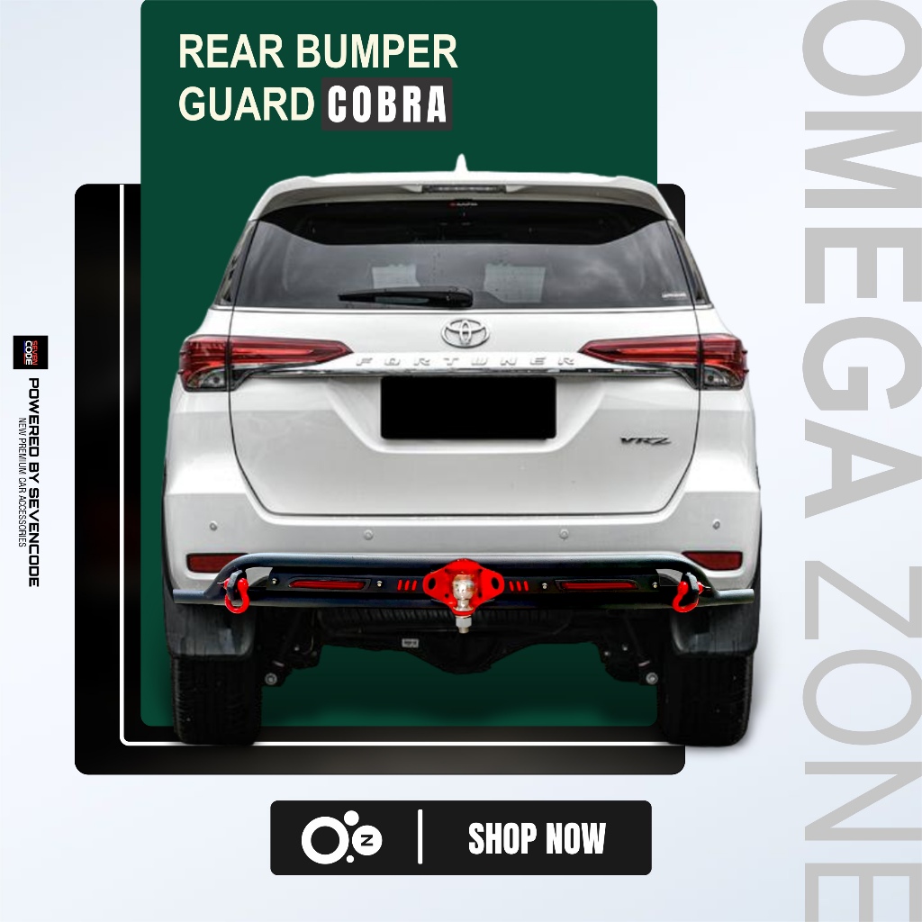 REAR BUMPER GUARD TOWING COBRA - TOWING PENGAMAN BELAKANG SEVENCODE - TOYOTA NEW FORTUNER - ALL NEW 