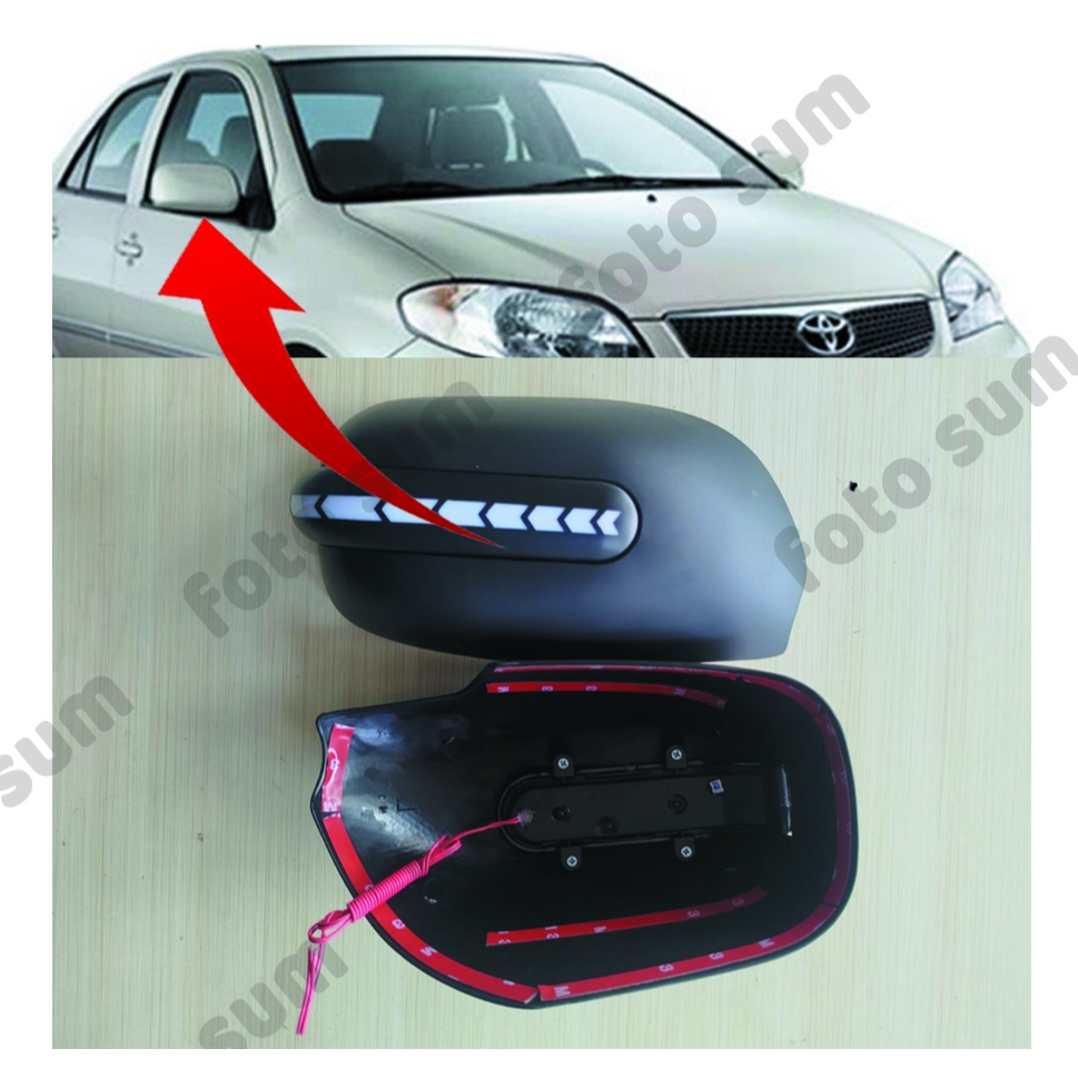 cover spion HITAM + lampu untuk toyota vios limo ex taxi 2003-2005 mirror cover vios gen 1 satu set 