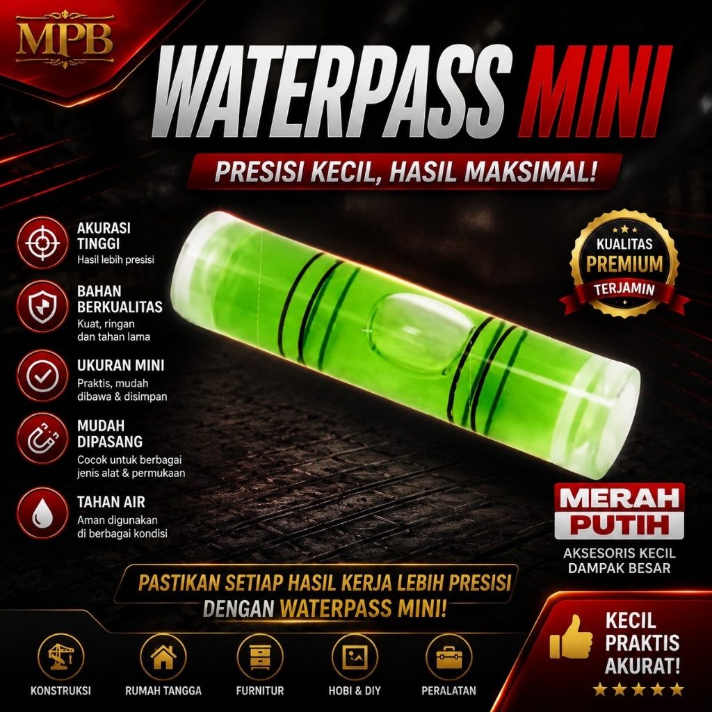 Waterpass Mini 3,5cm Alat Ukur Presisi Tinggi