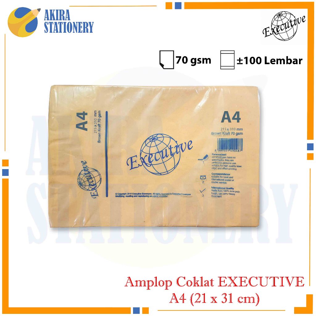 Amplop Coklat EXECUTIVE A4 / Amplop Kertas Samson Garan Ukuran 22 x 30 70 Gsm isi 100 lembar
