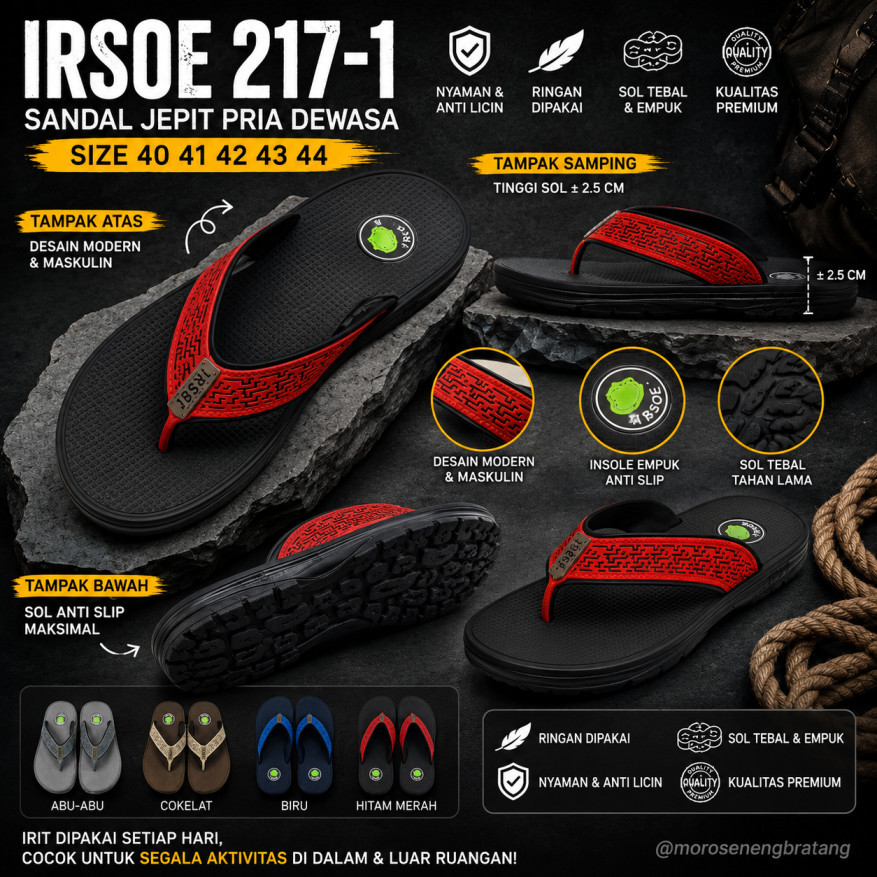 IRSOE 217-1 Sandal japit pria dewasa size 40 41 42 43 44 BAHAN RINGAN EMPUK BAHAN GA LICIN
