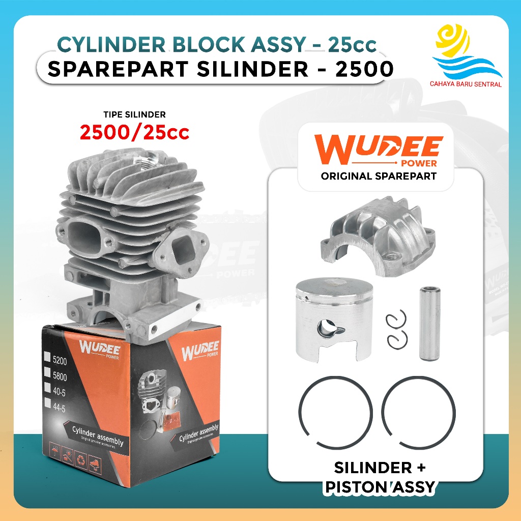 Cylinder Assy Chainsaw 2500/25cc // Blok Mesin Silinder Piston Chainsaw- Sparepart Gergaji Kayu