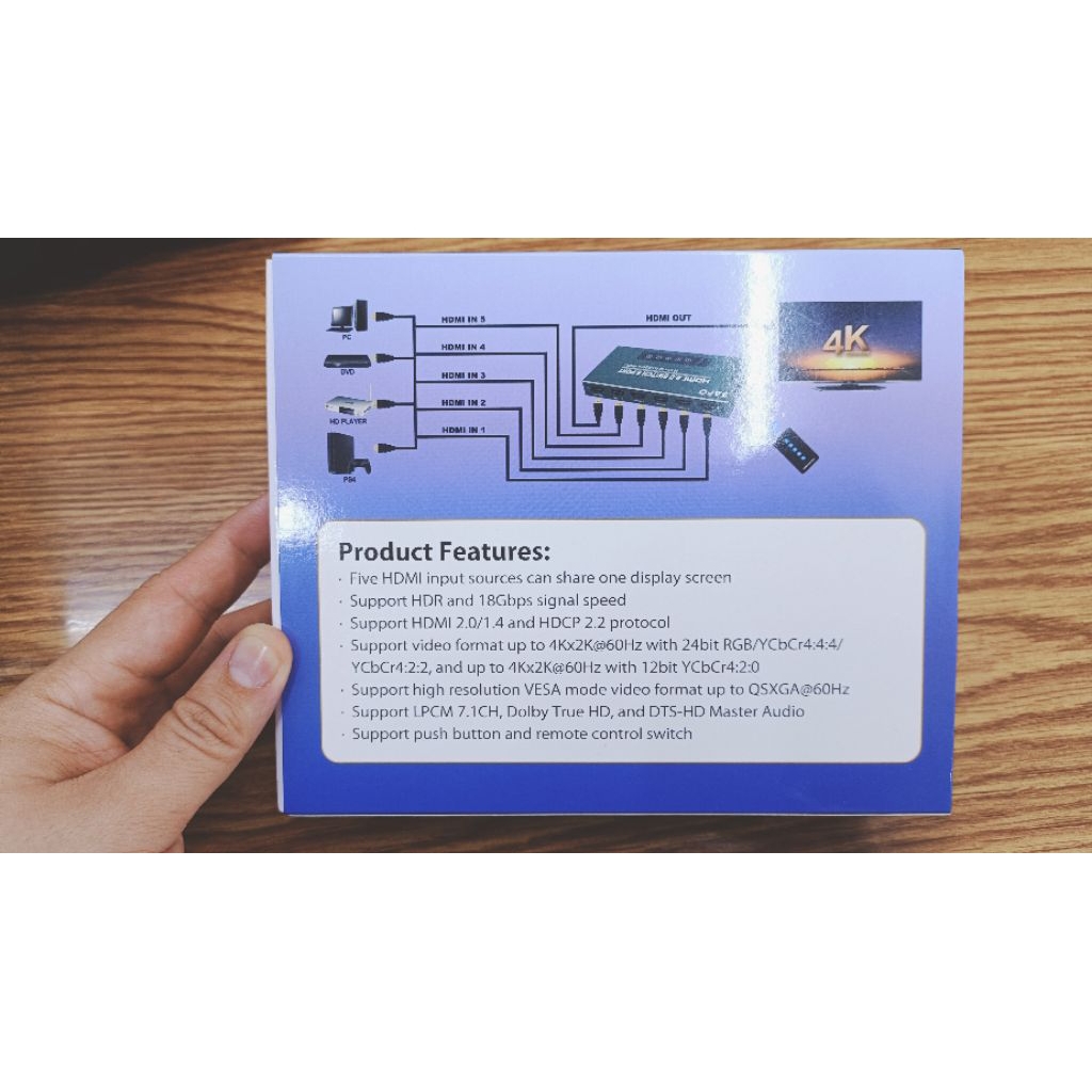 BAFO BF-178 Hdmi Switch/Selector 5 Port 2.0 Remote Original