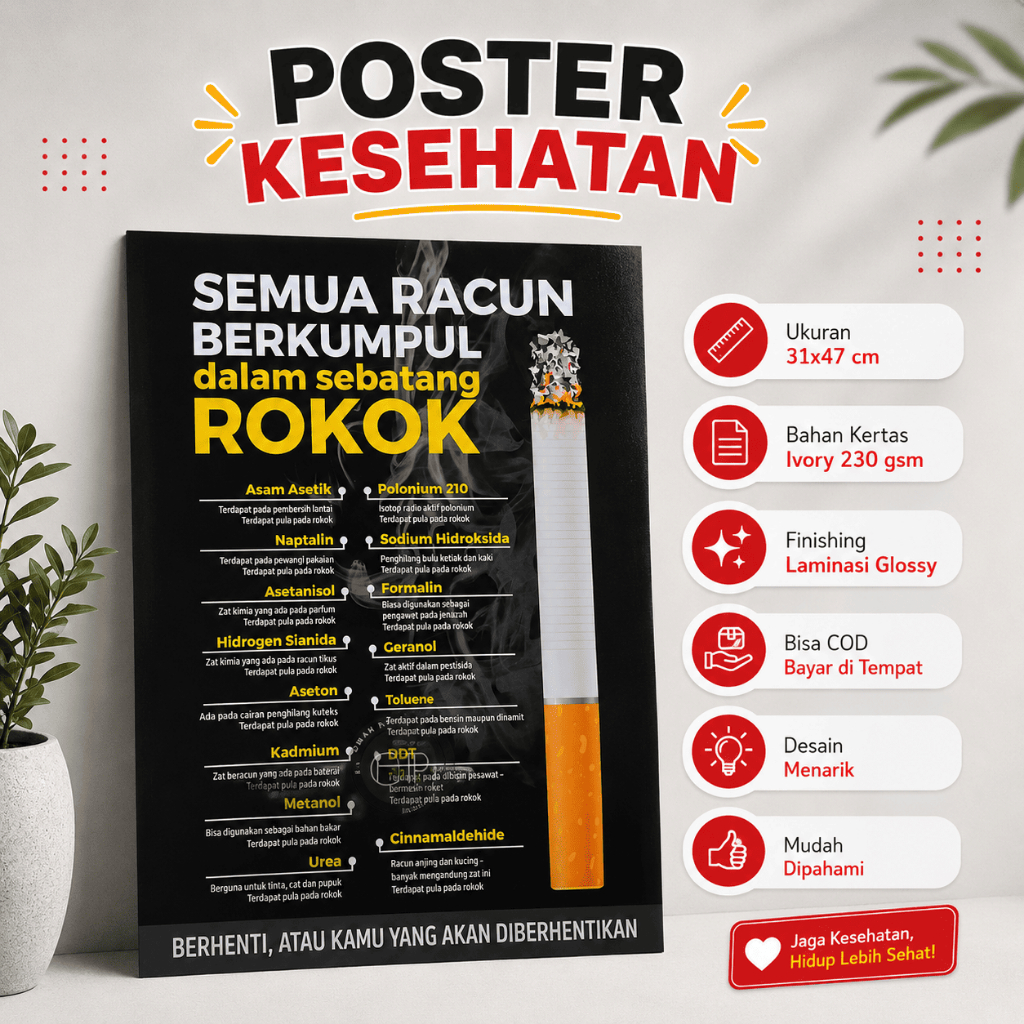Poster Semua Racun dalam Rokok - Poster Bahaya Rokok - Poster Rokok