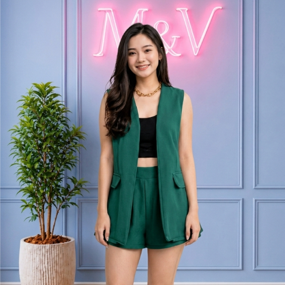 Mvshop 3843 Stelan Blazer Celana Wanita Scuba Premium Fashion Wanita Modern Korean Style Outfit