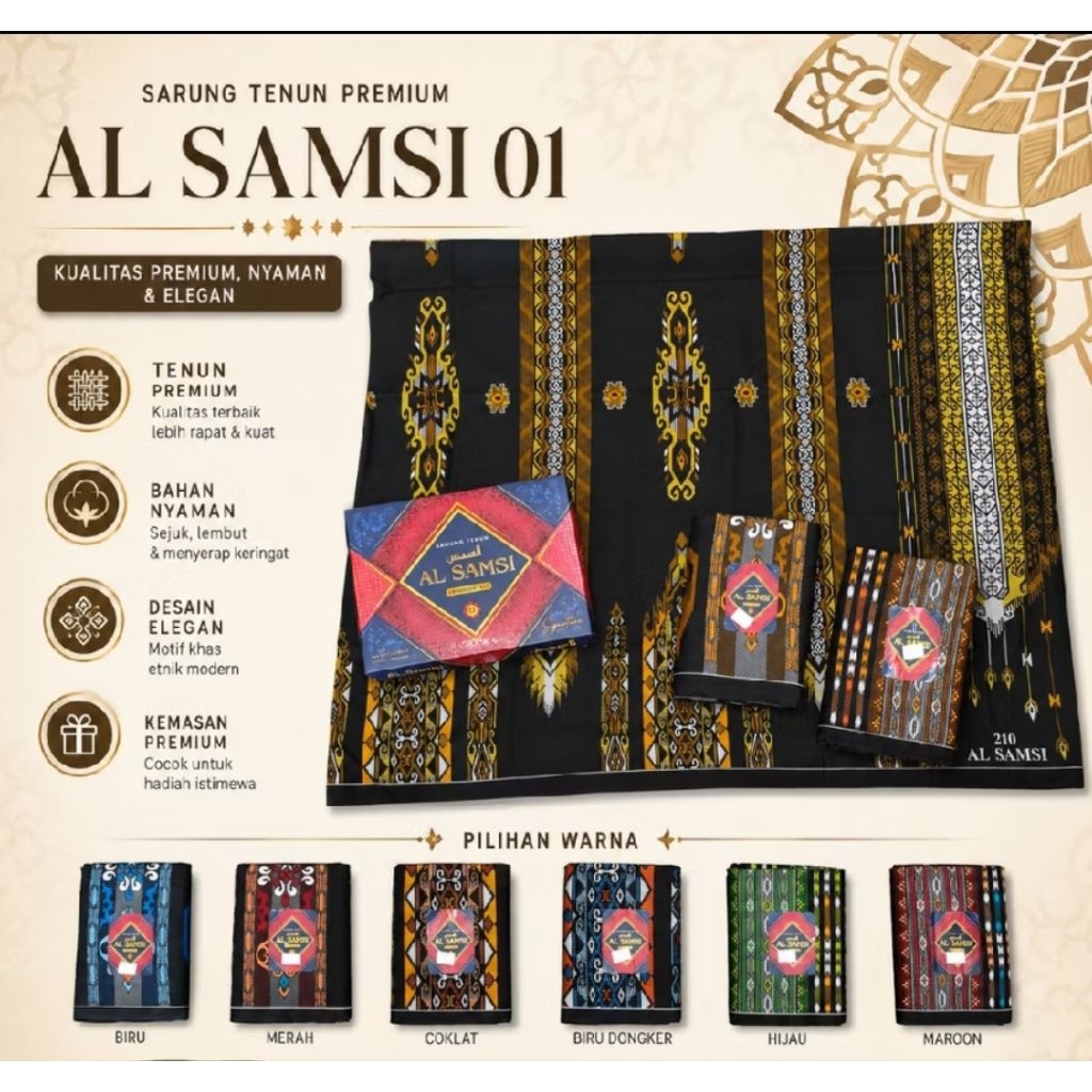 Sarung Tenun AL SAMSI 210  Signatur – Motif Elegan Premium